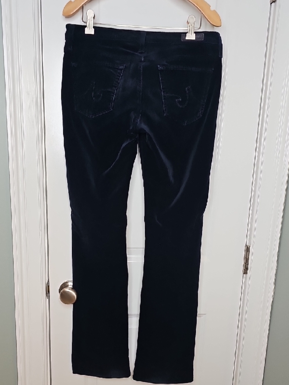 AG Adriano Goldschmied Navy Blue Corduroy The Ballad Slim Boot Jeans - Size 28 - Picture 8 of 10